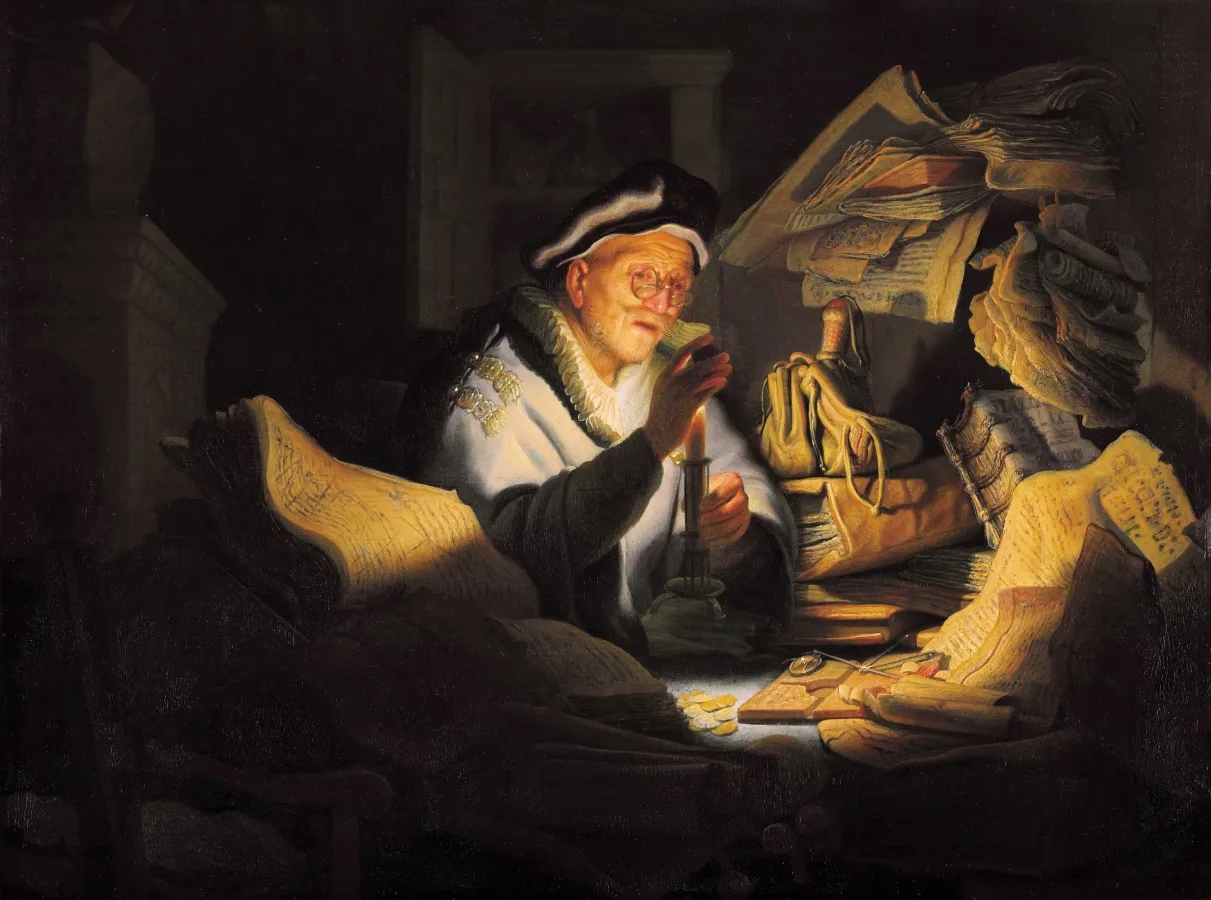 Меняла, Рембрандт, 1627