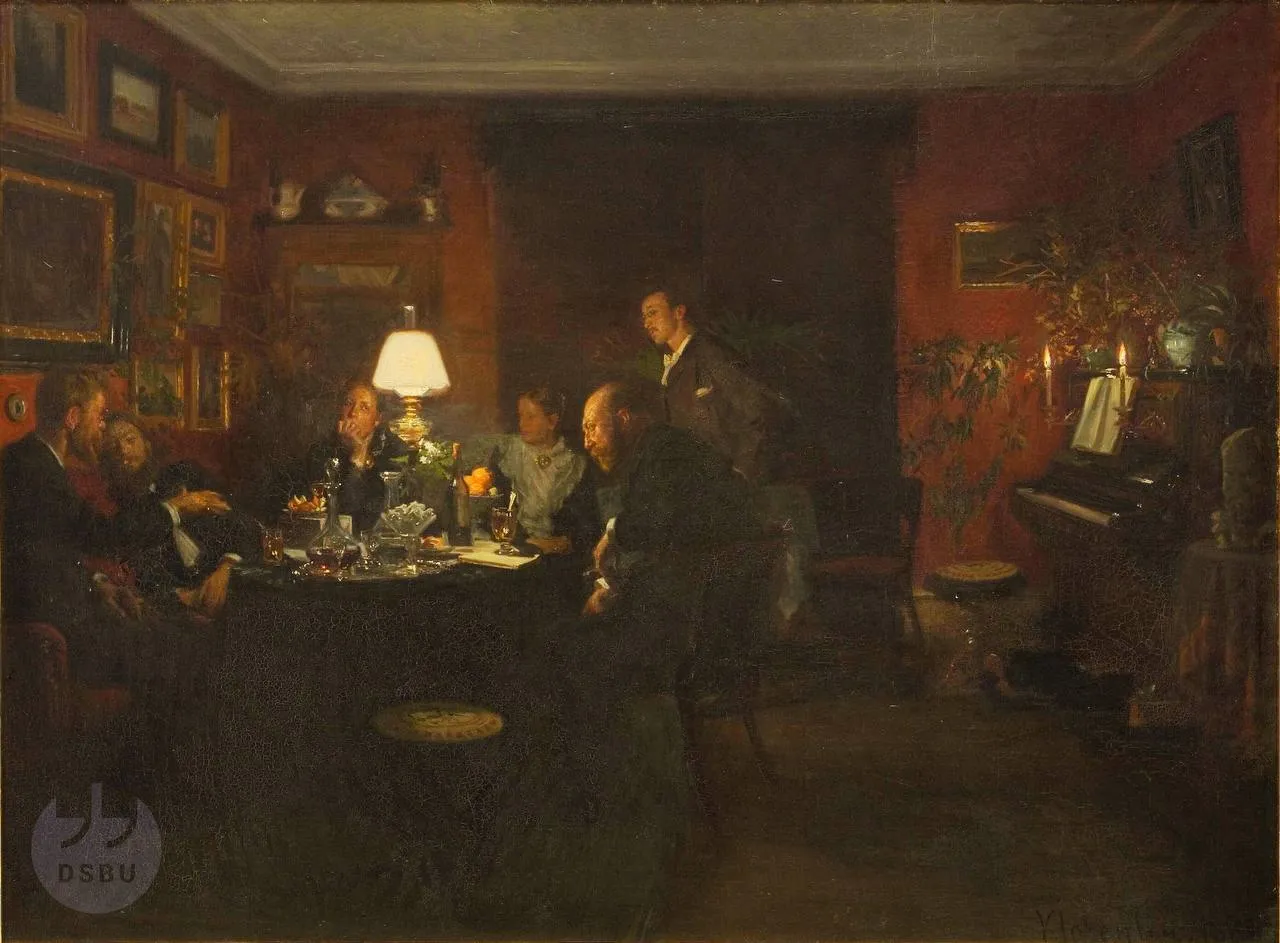Иллюстрация: 'Вечерний разговор, Вигго Юхансен, 1886 г.